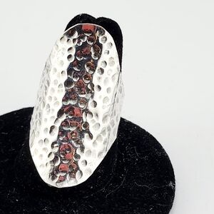 HAMMERED SADDLE STERLING SILVER RING WOMENS SIZE 8